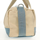 CHANEL Boston Bag Canvas Beige Silver CC Auth BA8755-7