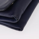 VALENTINO Studs Chain Shoulder Bag Leather Navy Gold Auth BA8756-9