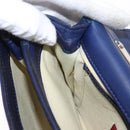 VALENTINO Studs Chain Shoulder Bag Leather Navy Gold Auth BA8756-21