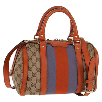 GUCCI GG Canvas Sherry Line Hand Bag 2way Beige Gold 269876 Auth BA8760