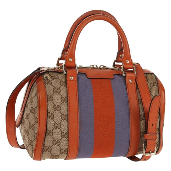 GUCCI GG Canvas Sherry Line Hand Bag 2way Beige Gold 269876 Auth BA8760