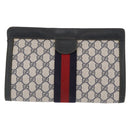 GUCCI GG Supreme Sherry Line Clutch Bag PVC Red Navy 84 014 2125 28 Auth BA8773-13