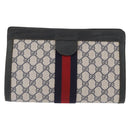 GUCCI GG Supreme Sherry Line Clutch Bag PVC Red Navy 84 014 2125 28 Auth BA8773-2