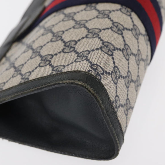GUCCI GG Supreme Sherry Line Clutch Bag PVC Red Navy 84 014 2125 28 Auth BA8773