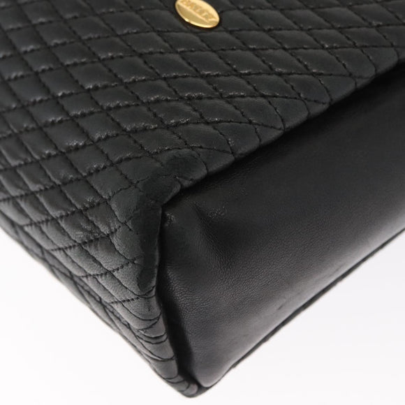 BALLY Chain Shoulder Bag Leather Navy Gold Auth BA8777