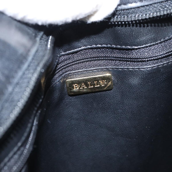 BALLY Chain Shoulder Bag Leather Navy Gold Auth BA8777