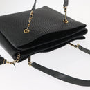 BALLY Chain Shoulder Bag Leather Navy Gold Auth BA8777-6