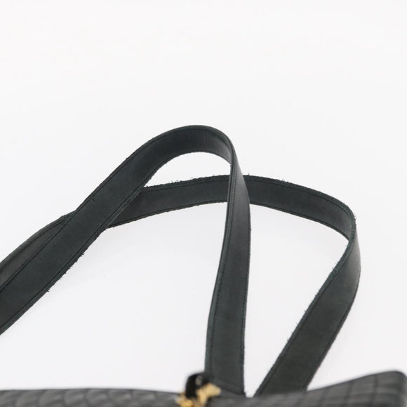 BALLY Chain Shoulder Bag Leather Navy Gold Auth BA8777