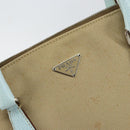 PRADA Hand Bag Canvas Silver Beige Auth BA8778-14