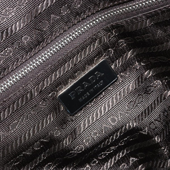 PRADA Hand Bag Canvas Silver Beige Auth BA8778