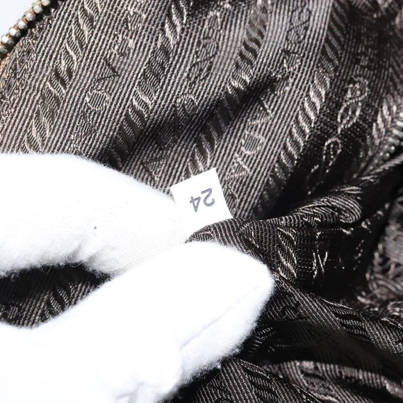 PRADA Hand Bag Canvas Silver Beige Auth BA8778