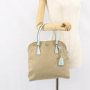 PRADA Hand Bag Canvas Silver Beige Auth BA8778-24