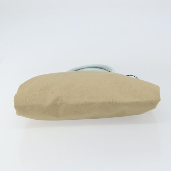 PRADA Hand Bag Canvas Silver Beige Auth BA8778