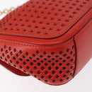 Salvatore Ferragamo Gancini Chain Shoulder Bag Leather Red Gold Auth BA8781-15