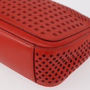 Salvatore Ferragamo Gancini Chain Shoulder Bag Leather Red Gold Auth BA8781-16