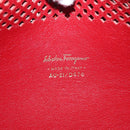 Salvatore Ferragamo Gancini Chain Shoulder Bag Leather Red Gold Auth BA8781-12