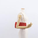 Salvatore Ferragamo Gancini Chain Shoulder Bag Leather Red Gold Auth BA8781-20