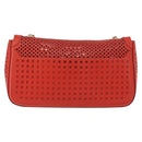 Salvatore Ferragamo Gancini Chain Shoulder Bag Leather Red Gold Auth BA8781-2