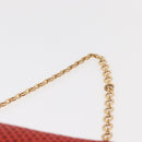 Salvatore Ferragamo Gancini Chain Shoulder Bag Leather Red Gold Auth BA8781-8