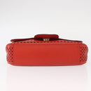 Salvatore Ferragamo Gancini Chain Shoulder Bag Leather Red Gold Auth BA8781-5