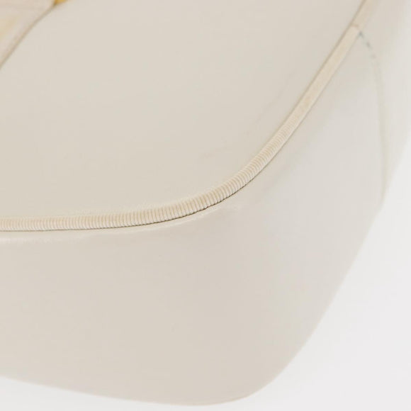 Salvatore Ferragamo Gancini Shoulder Bag Leather White Gold Auth BA8782