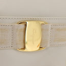 Salvatore Ferragamo Gancini Shoulder Bag Leather White Gold Auth BA8782-17