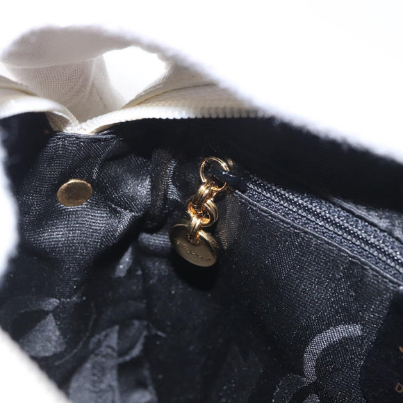 Salvatore Ferragamo Gancini Shoulder Bag Leather White Gold Auth BA8782