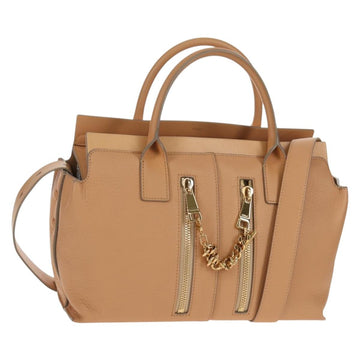 Chloe Kate Hand Bag Leather 2way Beige Gold Auth BA8784