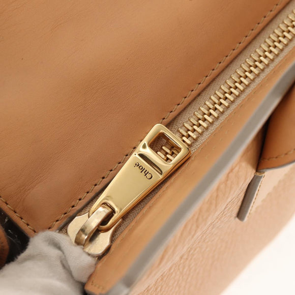 Chloe Kate Hand Bag Leather 2way Beige Gold Auth BA8784