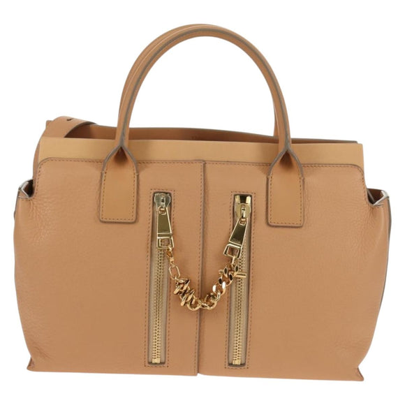 Chloe Kate Hand Bag Leather 2way Beige Gold Auth BA8784