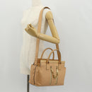 Chloe Kate Hand Bag Leather 2way Beige Gold Auth BA8784-26