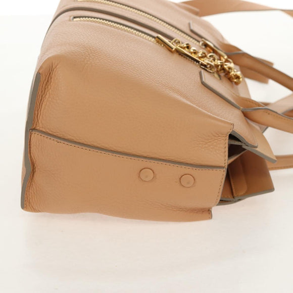 Chloe Kate Hand Bag Leather 2way Beige Gold Auth BA8784