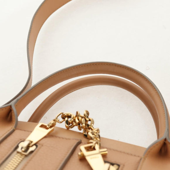 Chloe Kate Hand Bag Leather 2way Beige Gold Auth BA8784