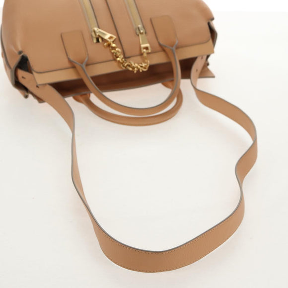 Chloe Kate Hand Bag Leather 2way Beige Gold Auth BA8784