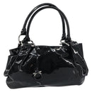 Salvatore Ferragamo Gancini Tote Bag Enamel Black Silver Auth BA8785-1
