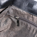 Salvatore Ferragamo Gancini Tote Bag Enamel Black Silver Auth BA8785-20