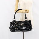 Salvatore Ferragamo Gancini Tote Bag Enamel Black Silver Auth BA8785-22