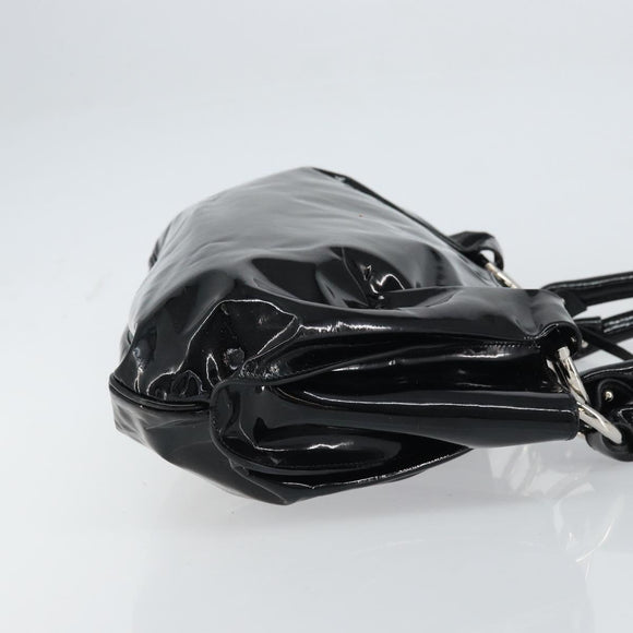 Salvatore Ferragamo Gancini Tote Bag Enamel Black Silver Auth BA8785