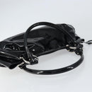 Salvatore Ferragamo Gancini Tote Bag Enamel Black Silver Auth BA8785-6