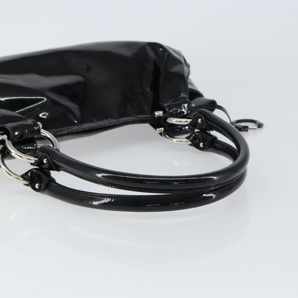 Salvatore Ferragamo Gancini Tote Bag Enamel Black Silver Auth BA8785