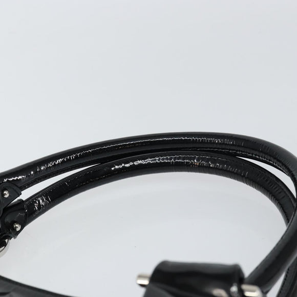 Salvatore Ferragamo Gancini Tote Bag Enamel Black Silver Auth BA8785