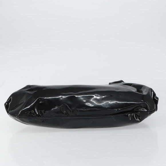 Salvatore Ferragamo Gancini Tote Bag Enamel Black Silver Auth BA8785