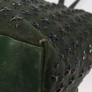 Jimmy Choo Studs Tote Bag Leather Green Silver Auth BA8788-13