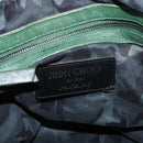 Jimmy Choo Studs Tote Bag Leather Green Silver Auth BA8788-14