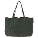 Jimmy Choo Studs Tote Bag Leather Green Silver Auth BA8788-2