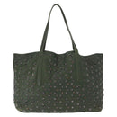 Jimmy Choo Studs Tote Bag Leather Green Silver Auth BA8788-3