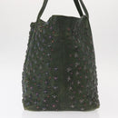 Jimmy Choo Studs Tote Bag Leather Green Silver Auth BA8788-4