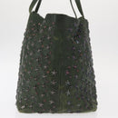 Jimmy Choo Studs Tote Bag Leather Green Silver Auth BA8788-5