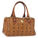 MCM Logogram Vicetos Hand Bag PVC Leather Brown Gold Auth BA8791-1