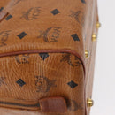 MCM Logogram Vicetos Hand Bag PVC Leather Brown Gold Auth BA8791-15